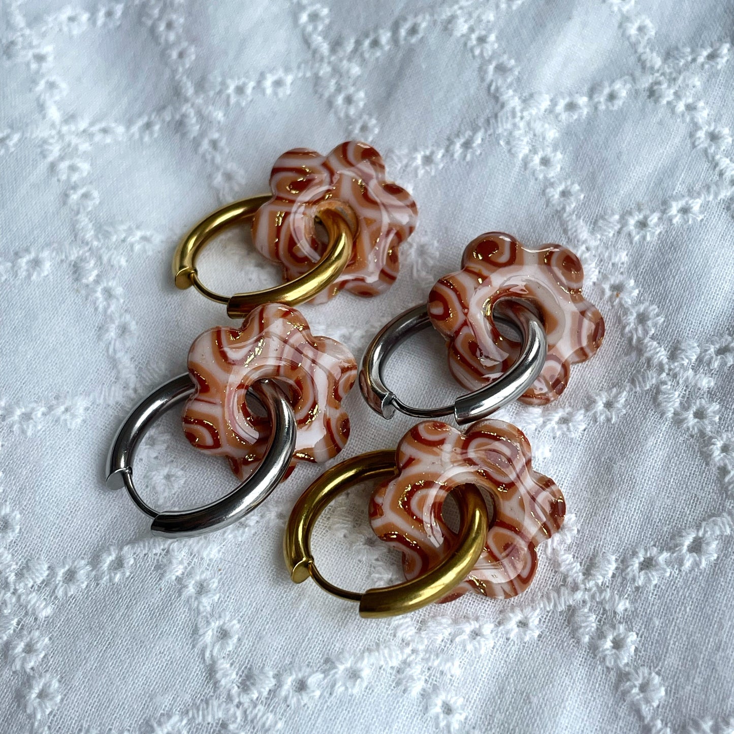 Créoles Flora - Marron / beige