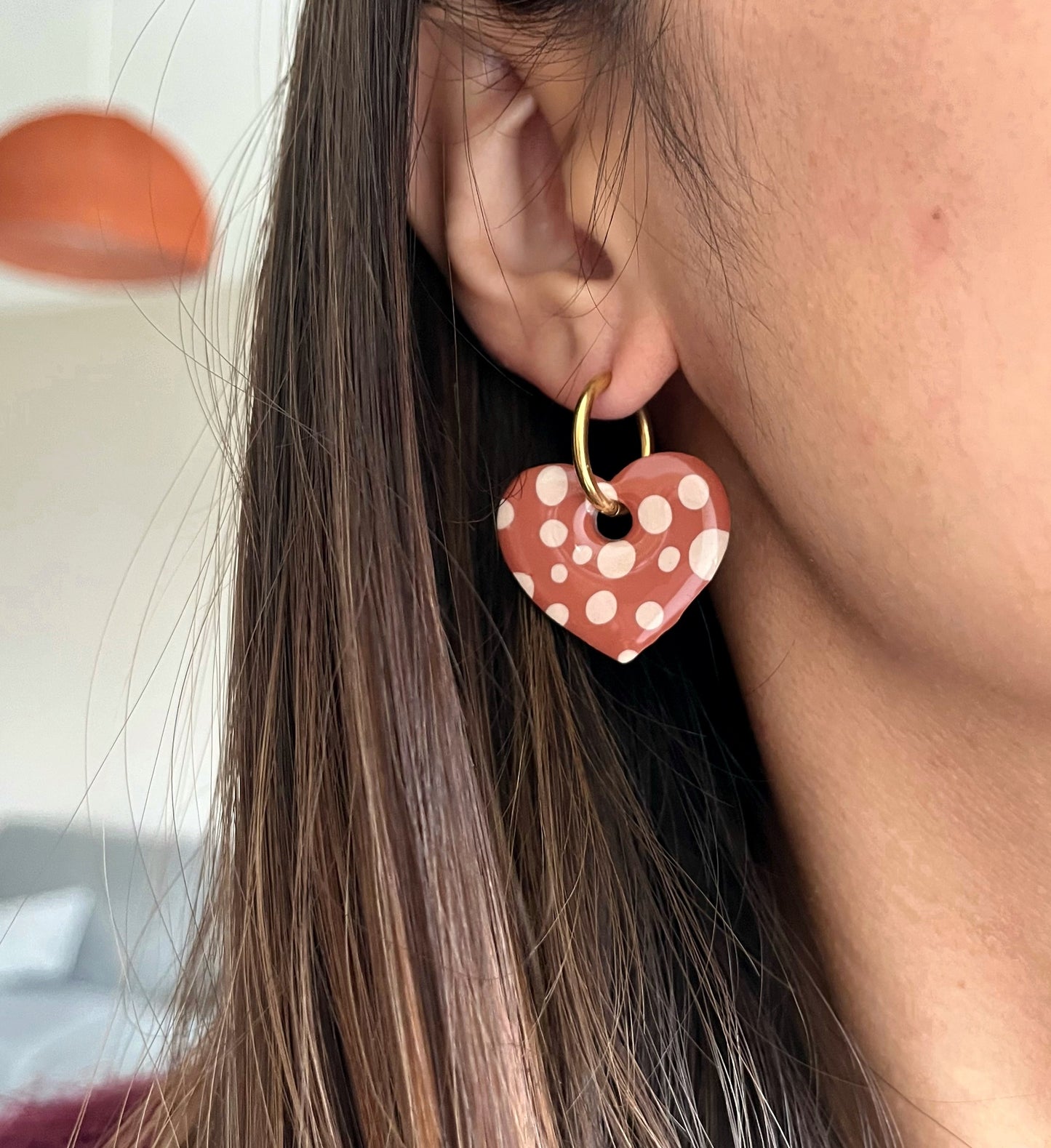 Créoles Cœur - Marron à pois