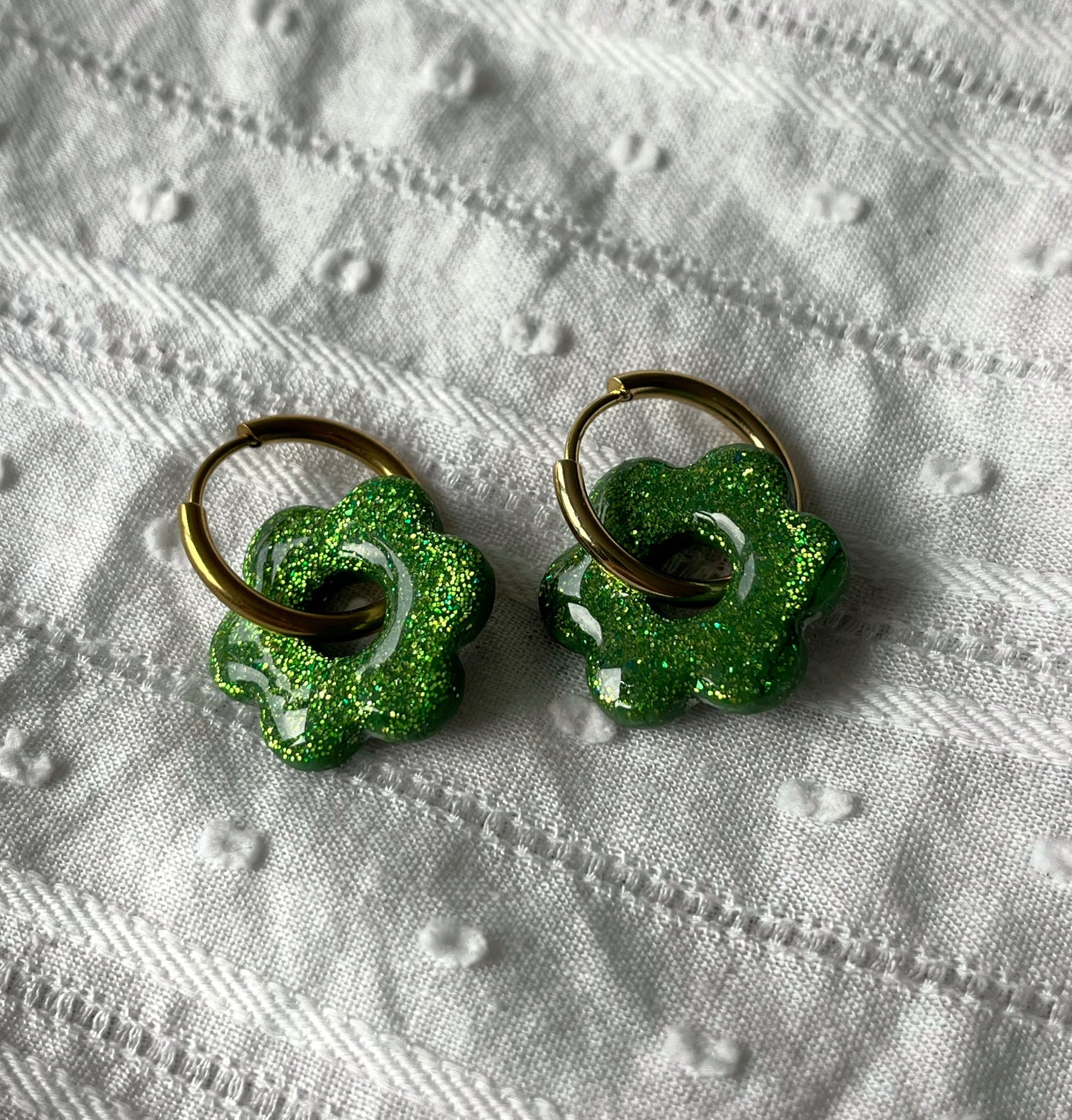 Créoles Flora - Vert pailleté