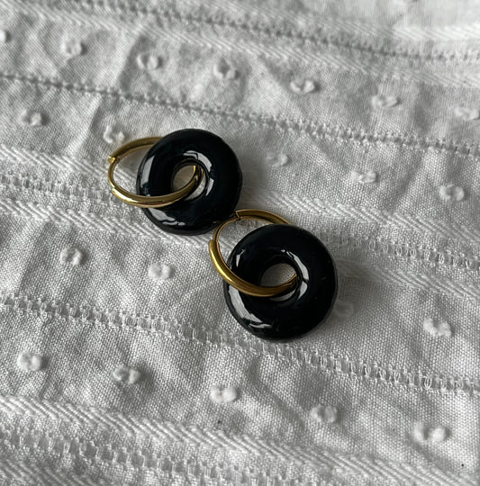 Créoles Anneaux - Noir