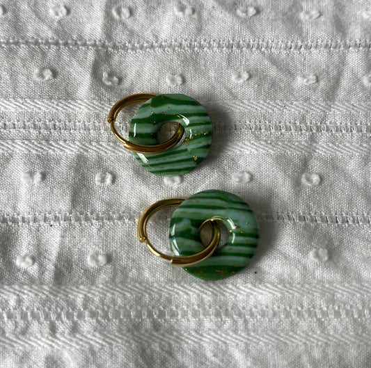 Créoles Anneaux - Rayé Vert