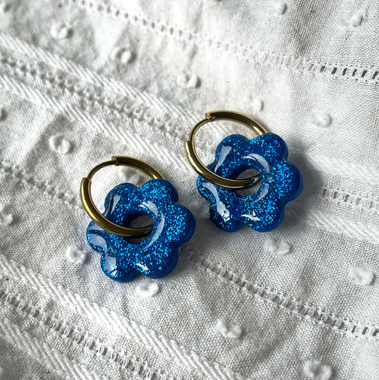 Créoles Flora - Bleu pailleté