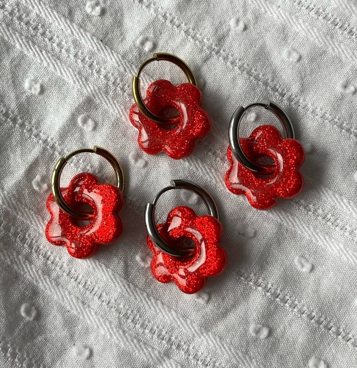 Créoles Flora - Rouge pailleté