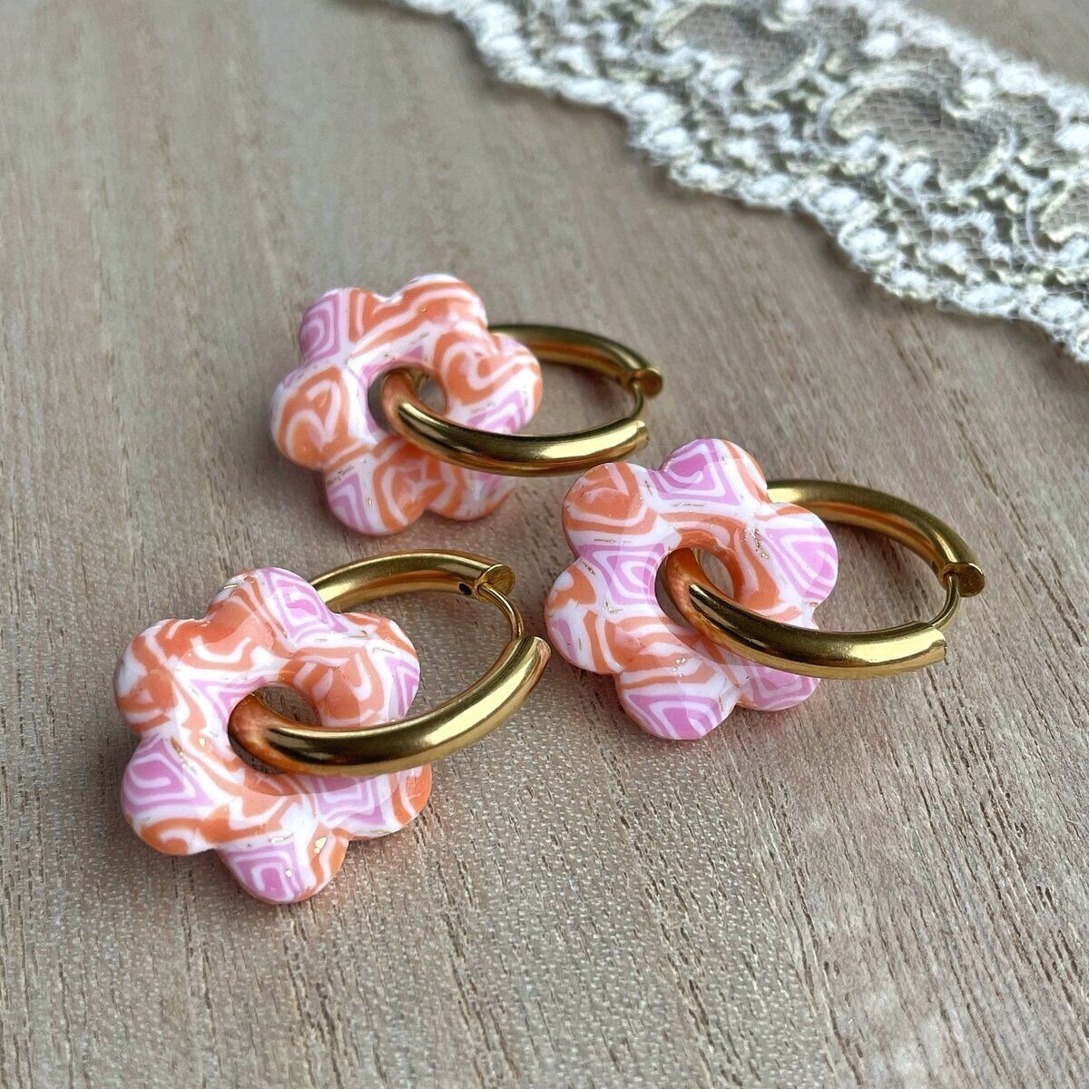 Créoles Flora - Spirale Rose / Orange